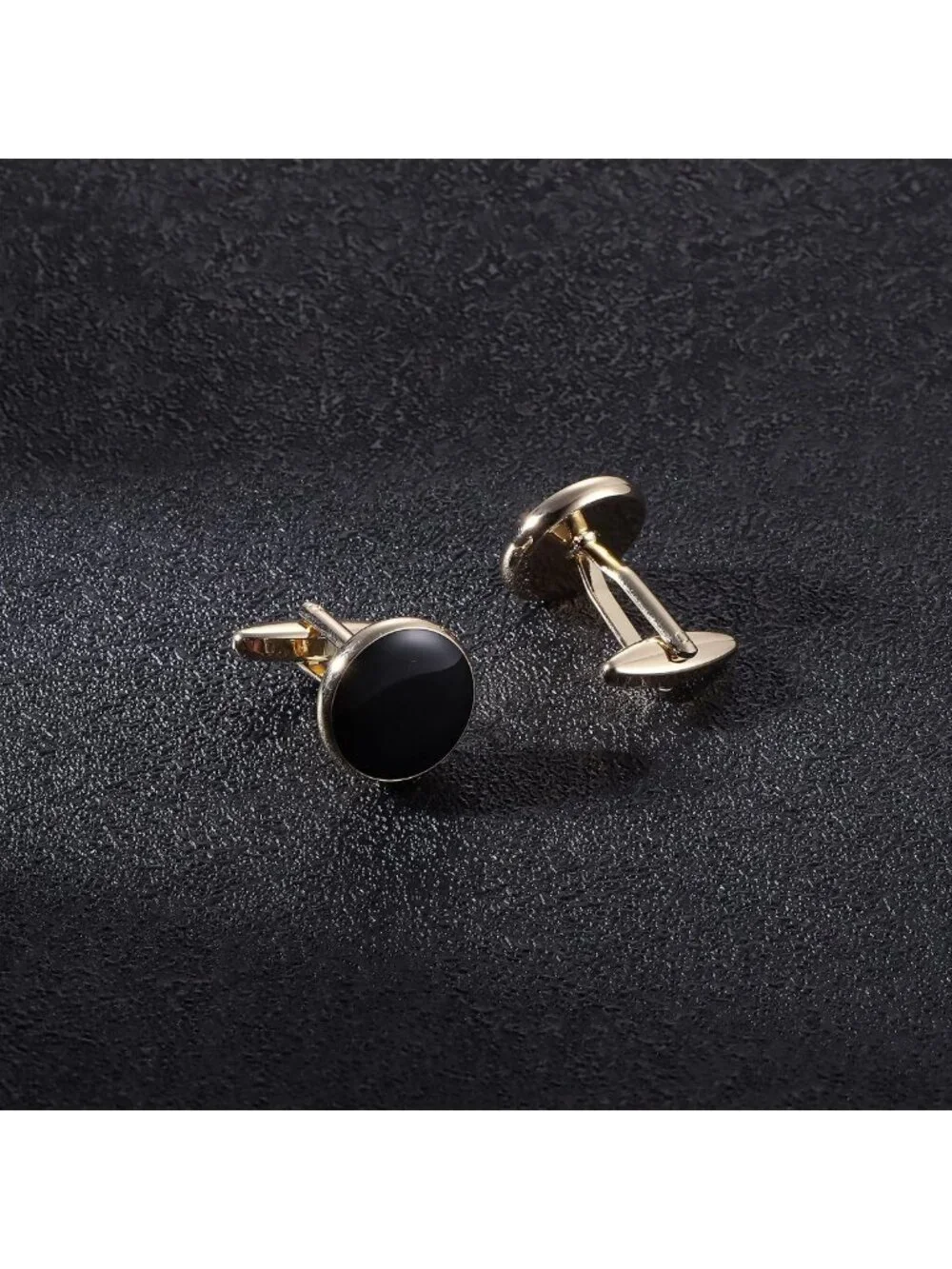 Stylish Stainless Steel Cuff Links & Studs Set - Gold & Black Tuxedo Accessories
